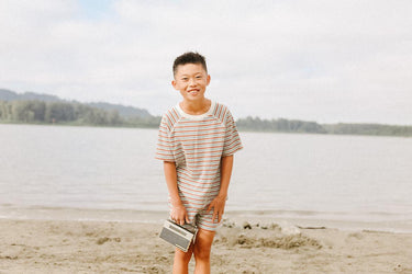 Fin & Vince Waffle Camp Tee, Dune Stripe